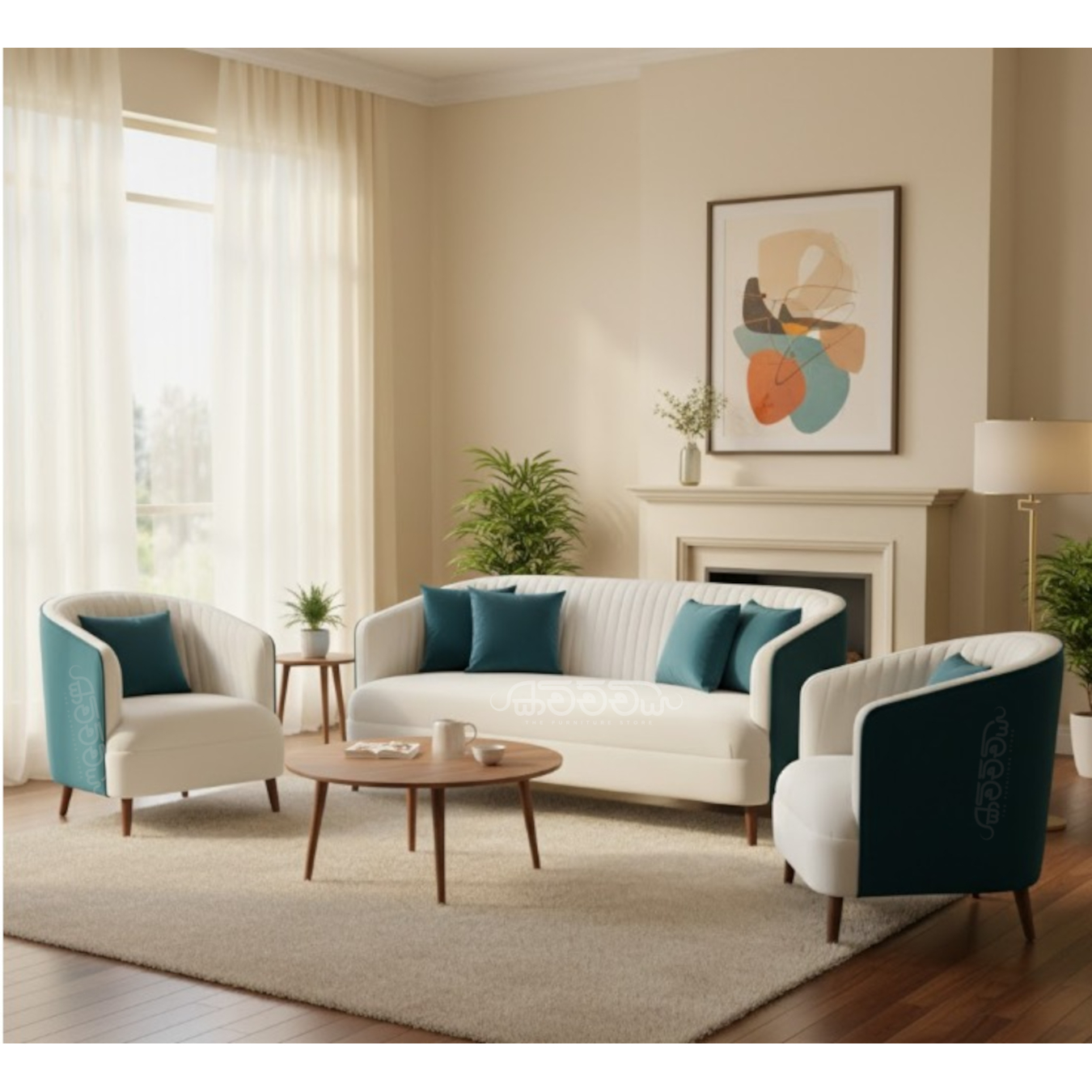 S40 - Blue & White Accent Sofa