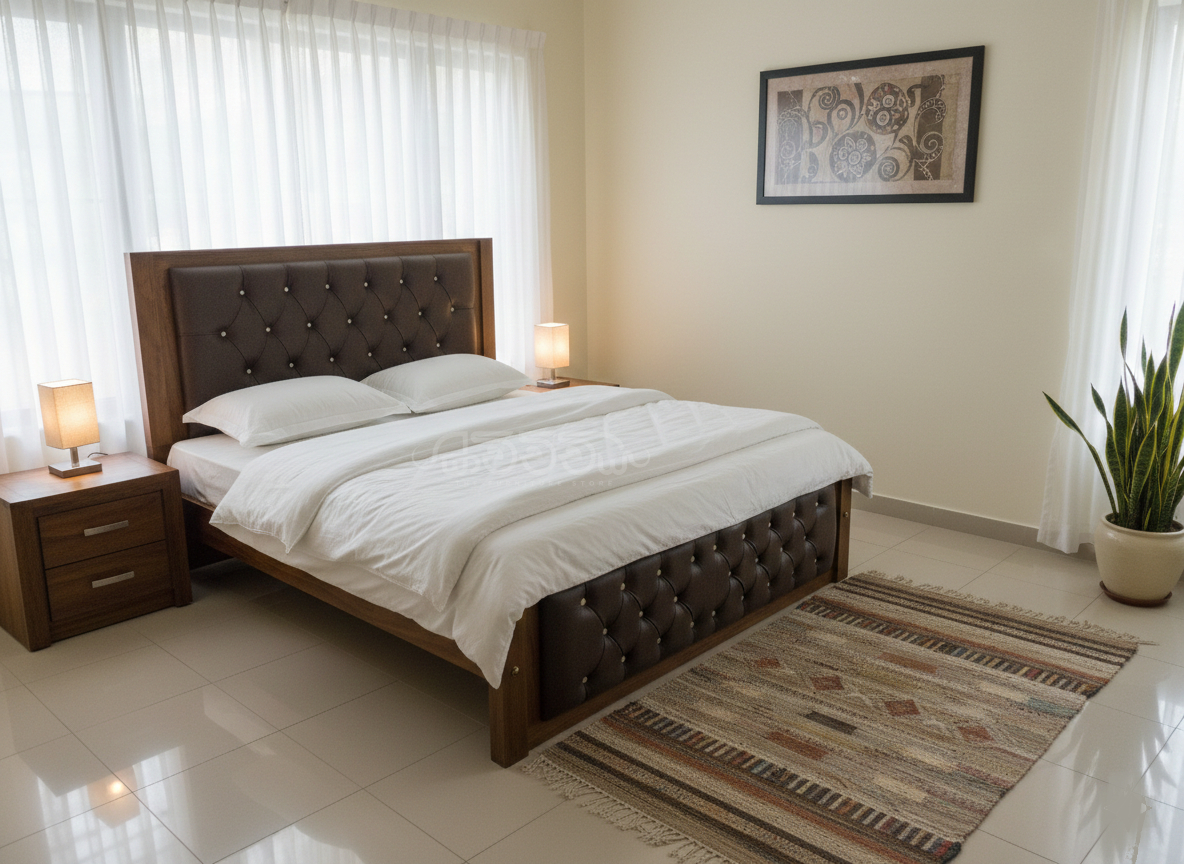 Teak King Size Cushion Bed